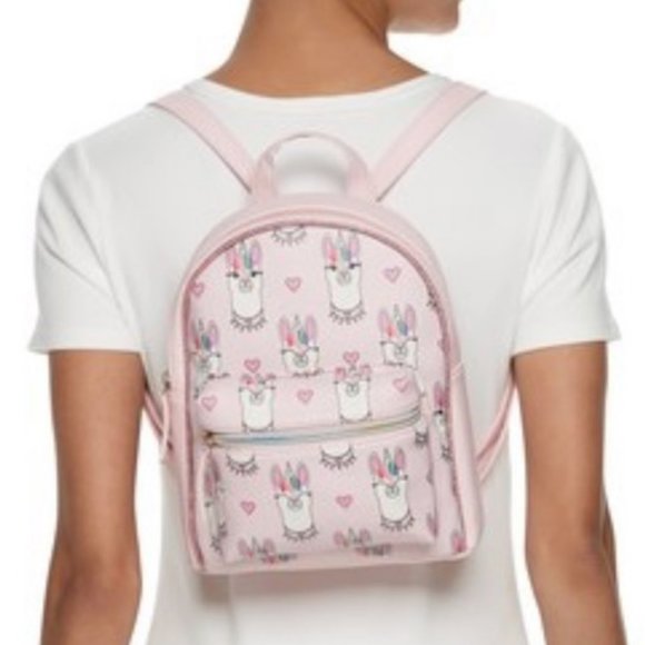 ❌SOLD❌OMG Accessories Pink Faux Leather Llama Unicorn Mini Backpack - Picture 3 of 4